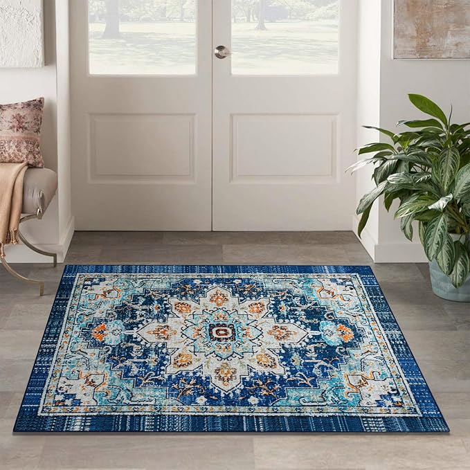 Easy-Going Area Rug 4x6 Washable Boho Rugs - Image 8