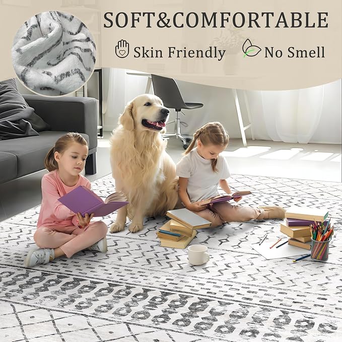 5x7 Machine Washable Area Rug for Living Room, Kids and Pets Friendly for - Image 4