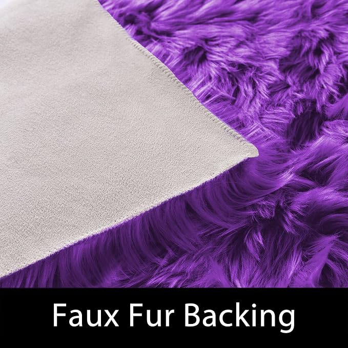 Latepis Runner 2x6 Purple Sheepskin Throw Rugs Washable Faux Fur Rug Shag - Image 4