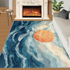 Boho Sun Area Rugs 6x8ft, Mosaic Sunburst Living Room Area Rug, Abstraction - Image 2