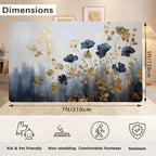 Blue Gray Flower Area Rug for Living Room, Non-Slip Backing Low Pile Modern - Image 2