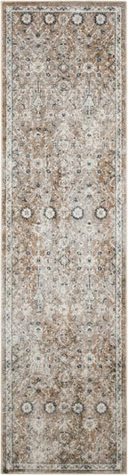 Nourison Home Astra Machine Washable Gold Grey 2'2" x 8' Area Rug - Image 2