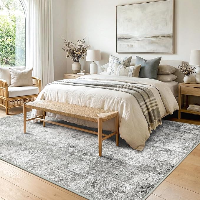 Washable Area Rugs 9'x12' Non-Slip Modern Abstract Soft - Image 2