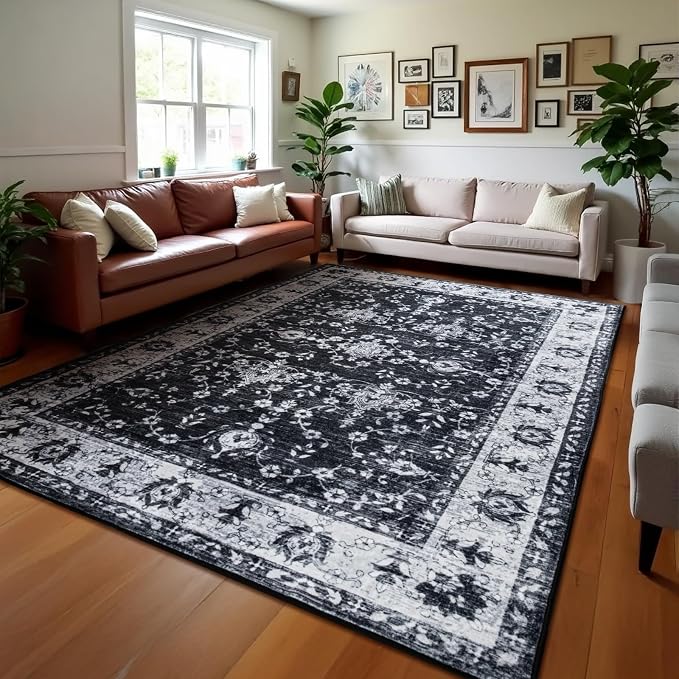 Area Rug for Living Room, 8x10 Machine Washable Non Slip Large Faux Wool Throw by Unknown