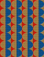 Modern Geometric Area Rug with 3D Layered Double Circle Texture Blue and Brown - Image 2