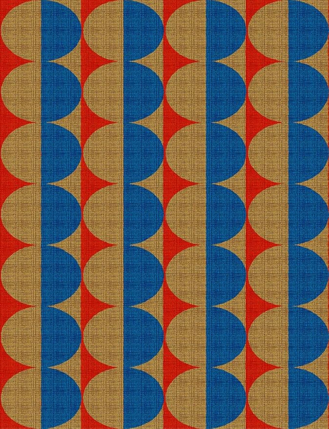 Modern Geometric Area Rug with 3D Layered Double Circle Texture Blue and Brown - Image 2