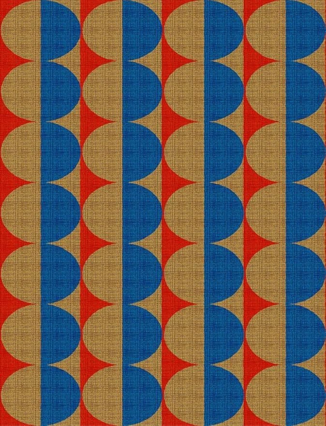 Modern Geometric Area Rug with 3D Layered Double Circle Texture Blue and Brown - Image 2