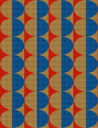 Modern Geometric Area Rug with 3D Layered Double Circle Texture Blue and Brown - Image 2
