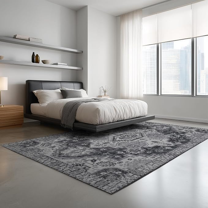 Washable Rugs 5x7 Area Rugs for Living Room, Thin Carpet for Bedroom, Soft Faux - Image 3