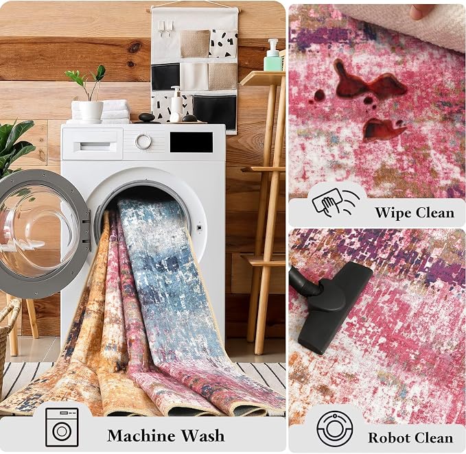 Washable Abstract Rug, 8x10 Modern Area Rugs - Image 5