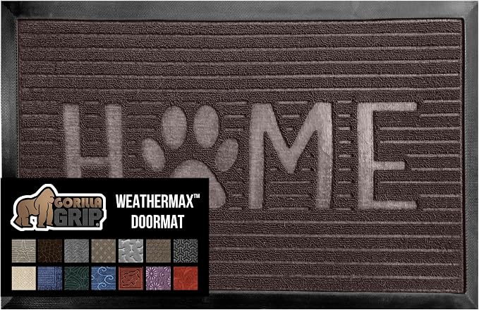 GORILLA GRIP 100% Waterproof All-Season WeatherMax Doormat 35x23, US Designed by GorillaGrip