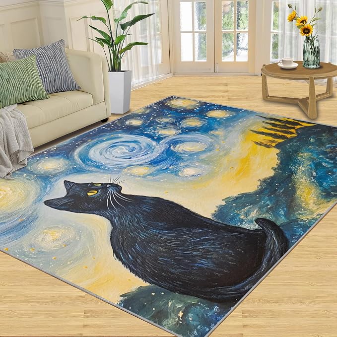 Black Cat Rugs for Bedroom - Image 3