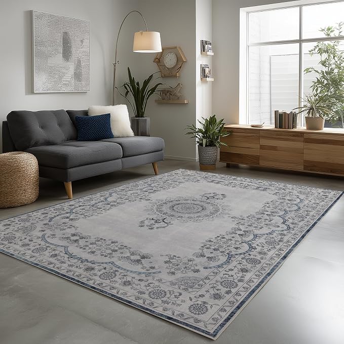 Washable Rugs 5x7 Area Rugs for Living Room, Thin Carpet for Bedroom, Soft Faux - Image 2