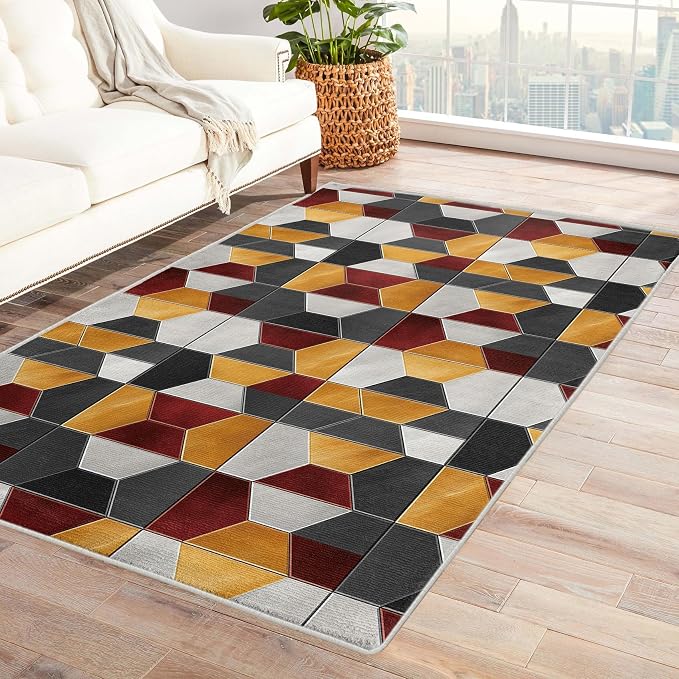 Modern Hexagon Rug by Unknown