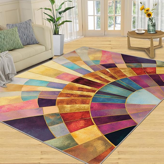 Chromatic Geometric Area Rugs 5x7ft, Abstraction Deco Rugs - Image 3
