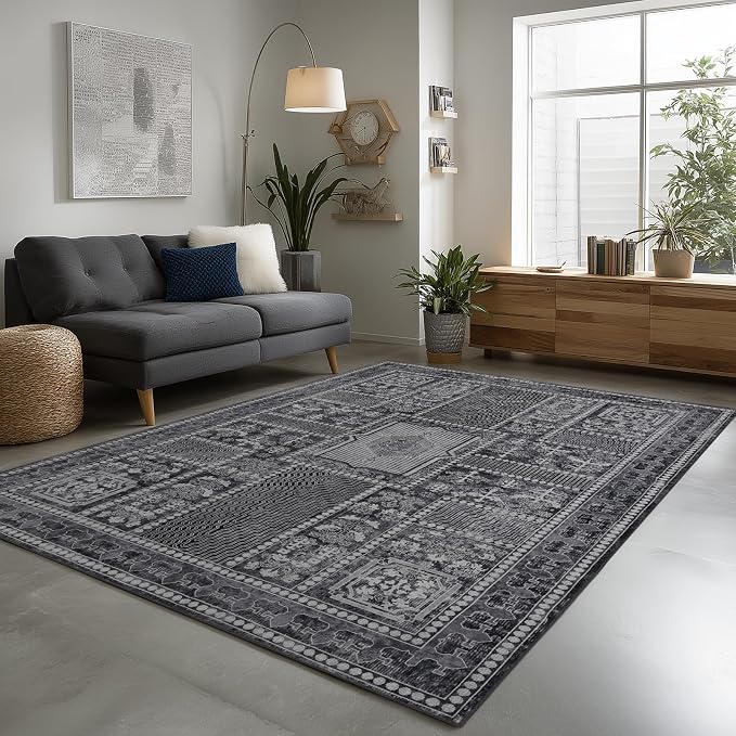 Washable Rugs 5x7 Area Rugs for Living Room, Thin Carpet for Bedroom, Soft Faux - Image 2