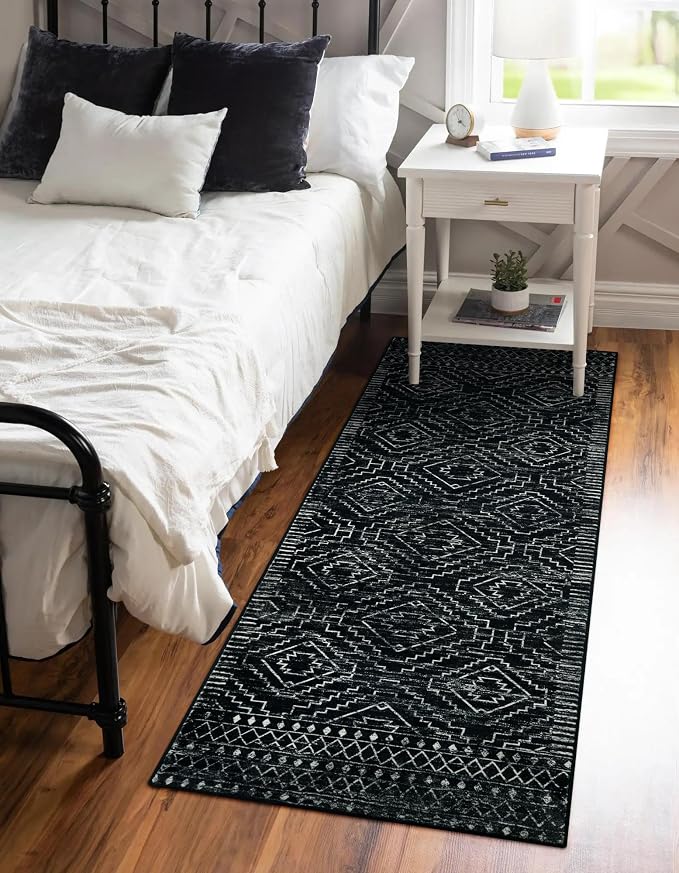 Wonnitar Washable Kitchen Runner Rug 2x6, Moroccan Black Runners - Image 5