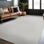 Micro Loop Indoor Rug White 10x14 Boho Geometric Neutral Area Rugs - Image 8