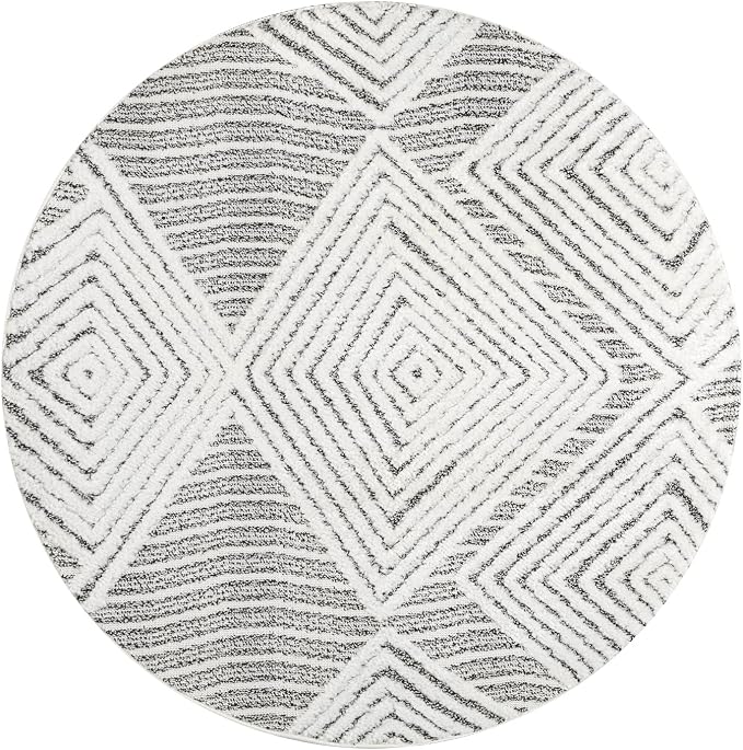 Antep Rugs Palafito 5x5 Geometric Shag Diamond High-Low Pile Textured Indoor - Image 3