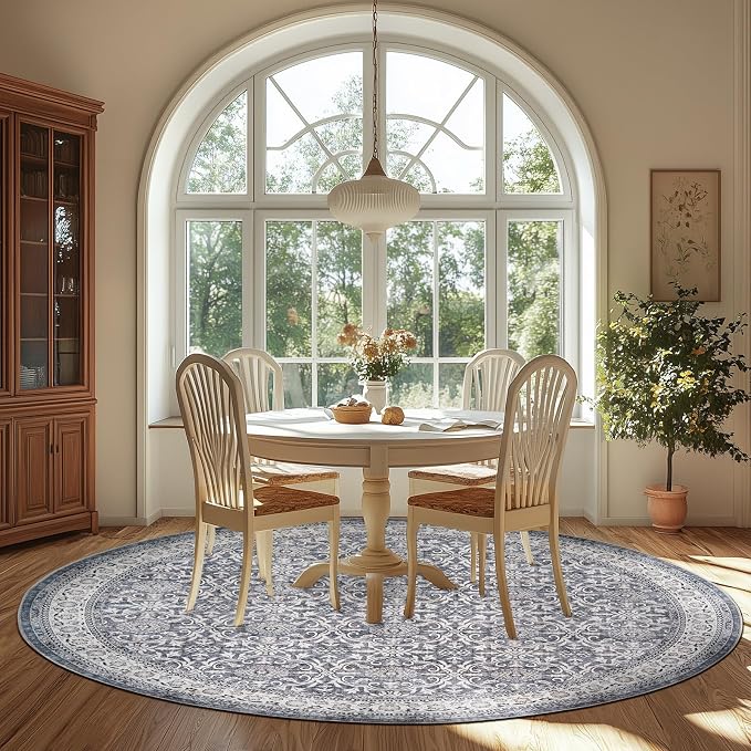 jinchan Round Rug 7ft Washable Circle Soft Rug - Image 2