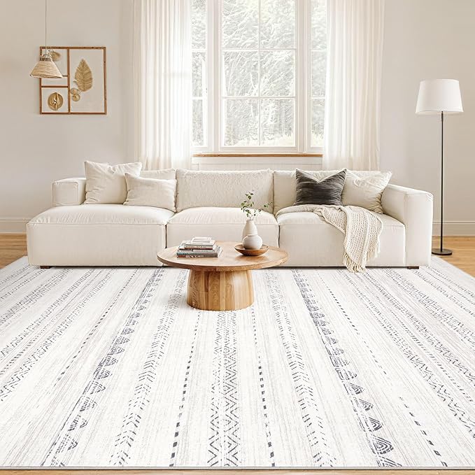 Nakagishi 10x14 Area Rugs Living Room: Washable Boho Large Neutral Modern Soft - Image 4