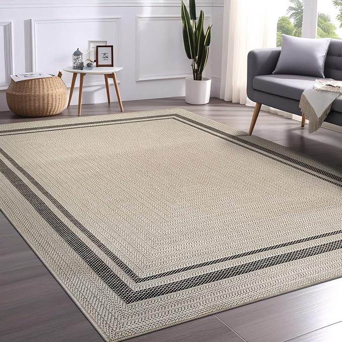 Beverly Rug Easy Jute Bordered Rug 10x14 Washable Large Indoor Outdoor Area Rugs - Image 7
