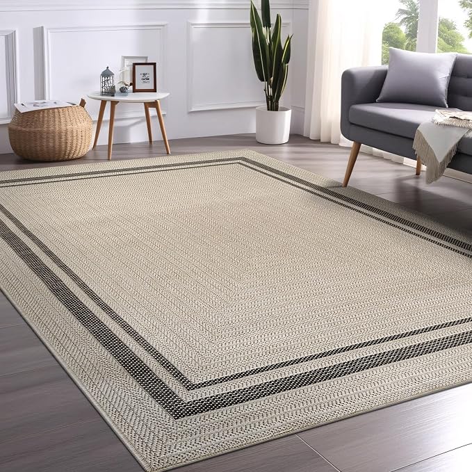 Beverly Rug Easy Jute Bordered Rug 9x12 Washable Large Indoor Outdoor Area Rugs - Image 7