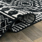 Rugshop Southwestern Black and White Tribal Area Rug – Geometric Diamond - Image 3