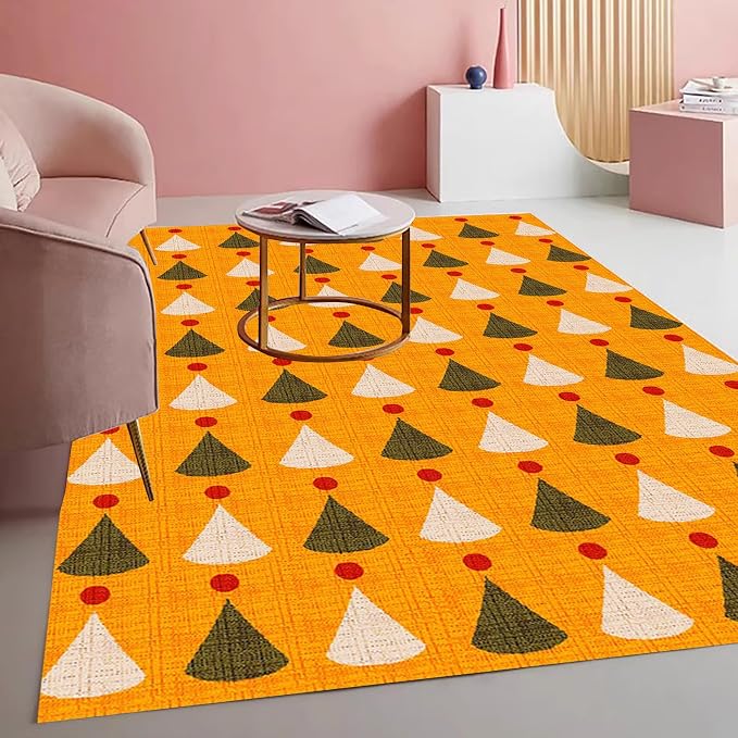 Soft Burnt Orange and Red 3D Texture Rug 2x6 Mid Century Modern Washable Area by Mamatong