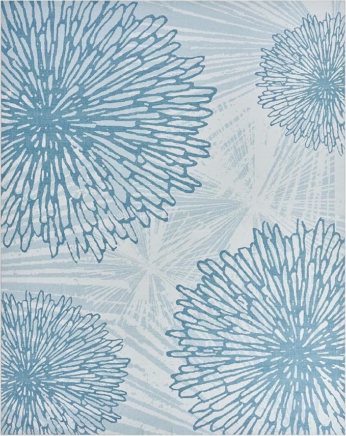WITSHOCK 8x10 Washable Rug for Living Room, Modern Floral Distress Print - Image 7