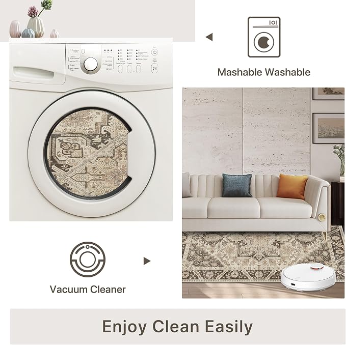 5x7 Area Rug Machine Washable Boho Rug - Image 5