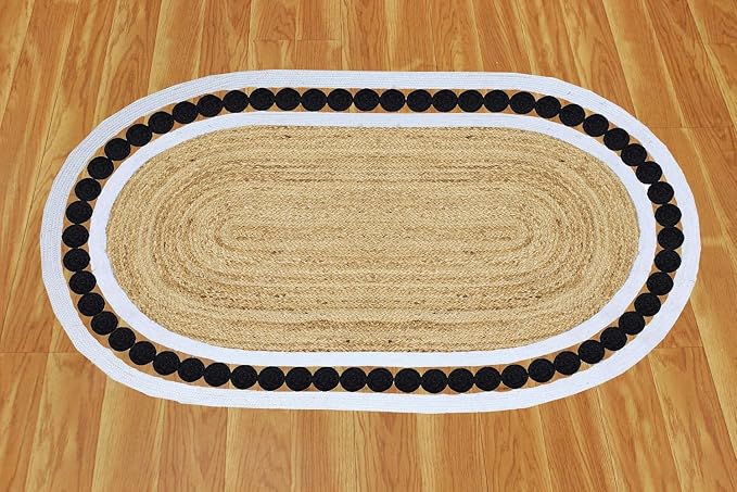 7x10 Rugs for Living Room Oval Kilim Rug Natural Oval Thick 0.27" Solid Design - Image 8