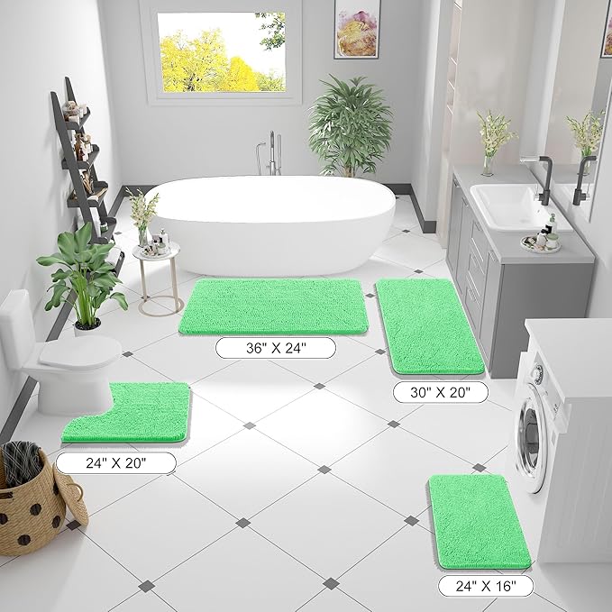 OLANLY Bathroom Rugs 24x16, Extra Soft Absorbent Chenille Bath Rugs, Rubber - Image 2