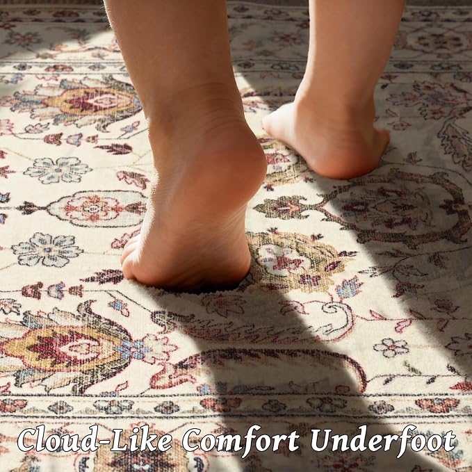Washable 10x14 Area Rugs for Living Room, Boho Non-Slip Vintage Distress Large - Image 4