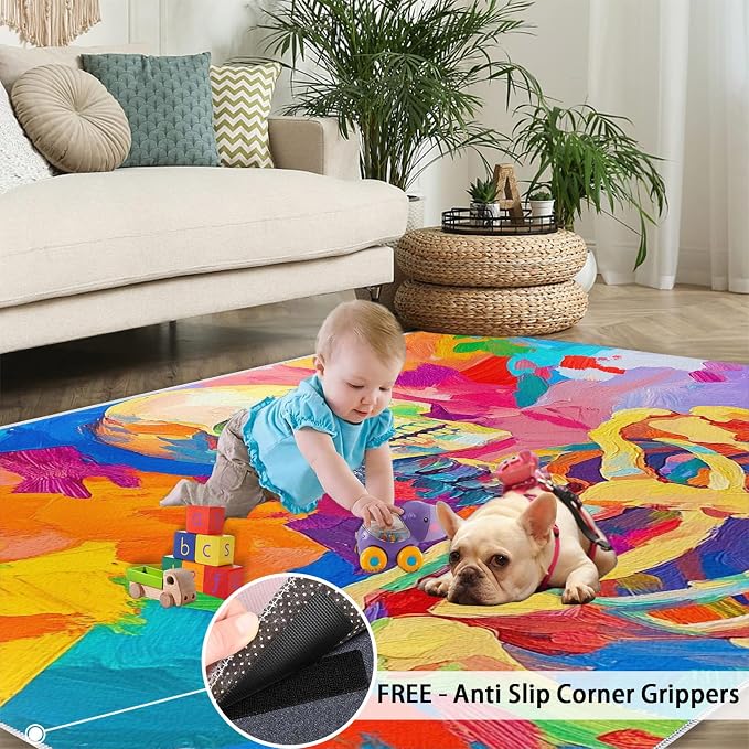 8x10 Abstract Graffiti Rugs for Living Room - Image 5
