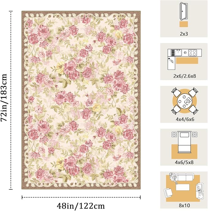 4x6 Machine Washable Area Rug for Living Room, Kids and Pets Friendly for - Image 2