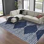 HelloTree Area Rug for Living Room 8x10 Washable Geometric Moroccan Rug Stripe - Image 3