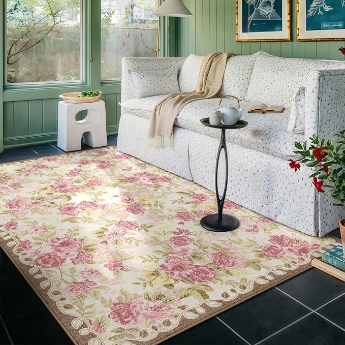 4x6 Machine Washable Area Rug for Living Room, Kids and Pets Friendly for by GERUIMO