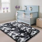 Fluffy Rug Shaggy Area Rug, Mottling Black 2x4 Area Rugs - Image 2