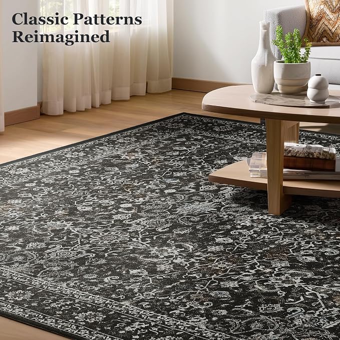 Charcoal Black 2x6 Runner Rug for Hallways Entryway, Vintage Earth Tone Kitchen - Image 7