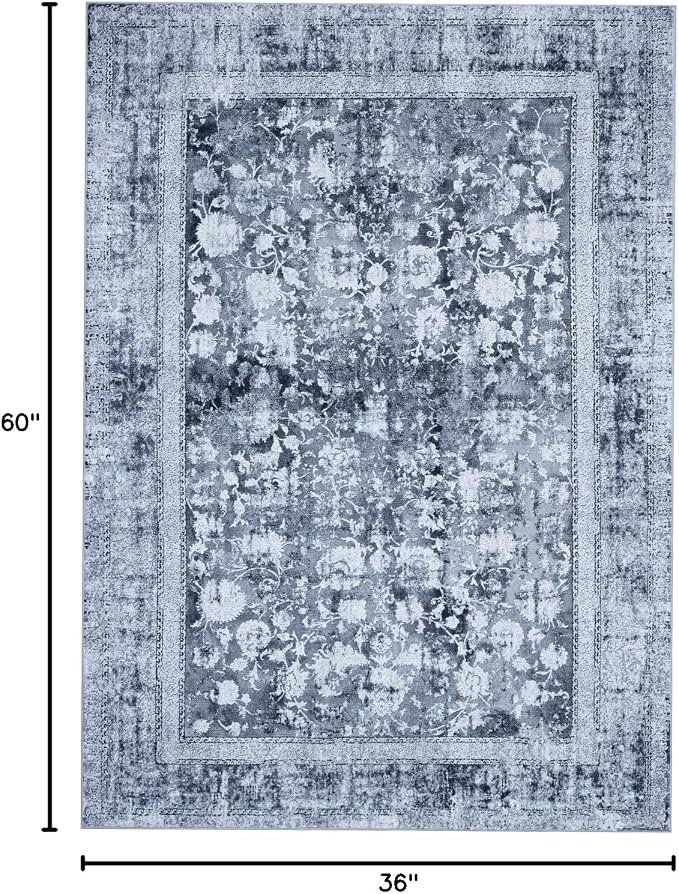 Area Rug 3×5, Vintage Boho Rug, Ultra-Soft Low Pile, Non Slip, Stain Resistant - Image 2