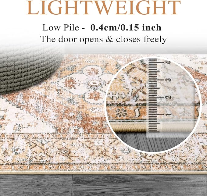 Lahome Boho Washable Living Room Area Rug 3x5 Throw Non-Slip Rugs - Image 8