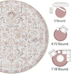jinchan Kalen Round Rug 5ft Area Rug Washable Vintage Indoor Retro Accent - Image 7