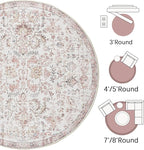 jinchan Kalen Round Rug 7ft Area Rug Washable Vintage Indoor Retro Accent Floor - Image 7