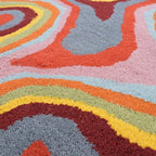 Irregular Shaped Handmade Wool Rug | Modern Colourful Stripe Premium Area Rug - Image 4