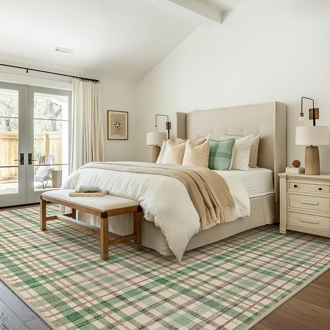 Bavni 3x5 Washable Rug Modern Plaid Area Rugs Non-Slip, Small Rugs - Image 3