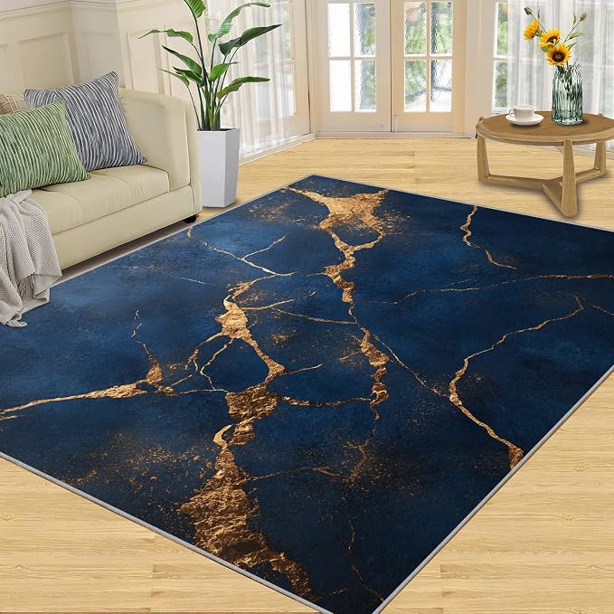 2x4 Abstract Marble Runner Rug for Hallway - Image 3