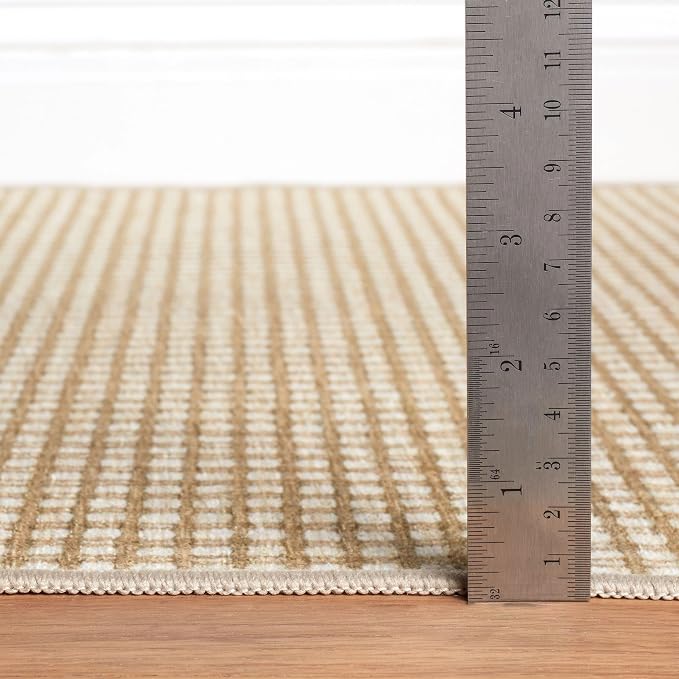 Dash & Albert Hartley Natural Machine Washable Rug, 3 X 5 Feet, Natural Plaid - Image 5