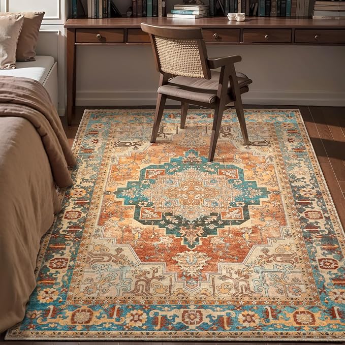 Tangsoo 4x6 Washable Rug Vintage Non Slip Indoor, Distressed Carpet - Image 6