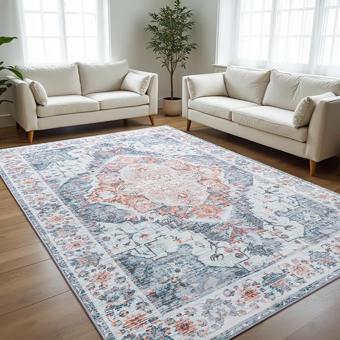 8x10 Area Rugs for Living Room, Machine Washable Non-Slip Low Pile Faux Wool by Unknown